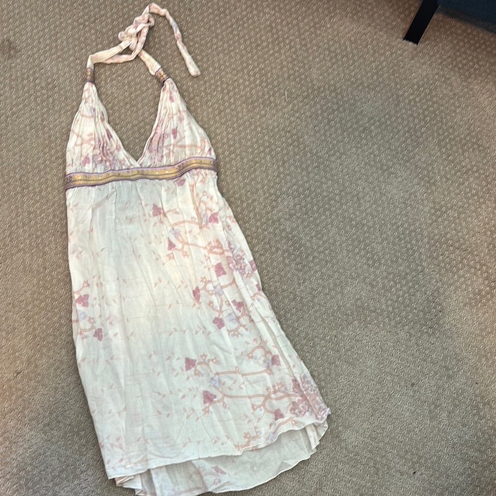 Cream and Pink High Low Sundress